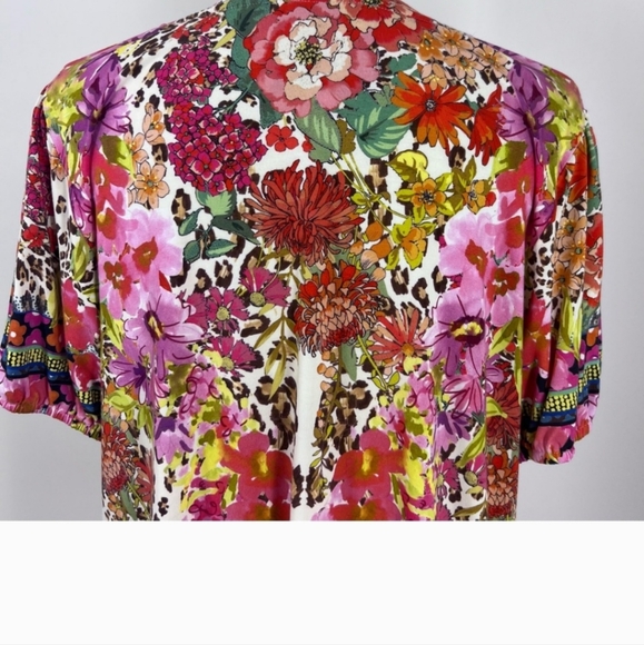 Johnny Was Pink Animal Print Top Sz Xl - Picture 3 of 9